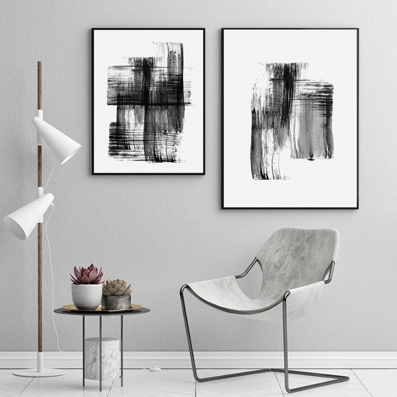 Abstracte Tintenbørstestrøk - Lærret Veggkunsttrykk | Skanto