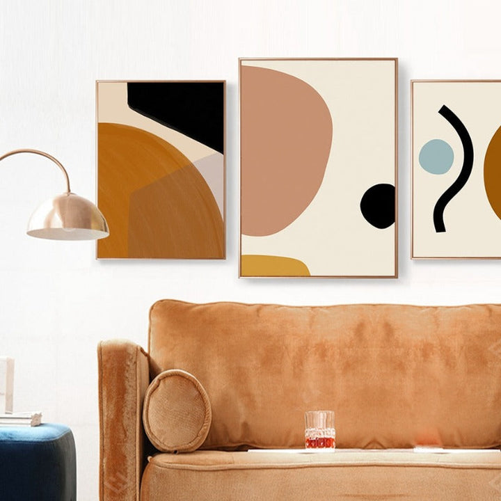 Boho Moderne Abstrakt Geometrisk Grafisk Tekstur - Lerret Veggkunst Trykk | Skanto