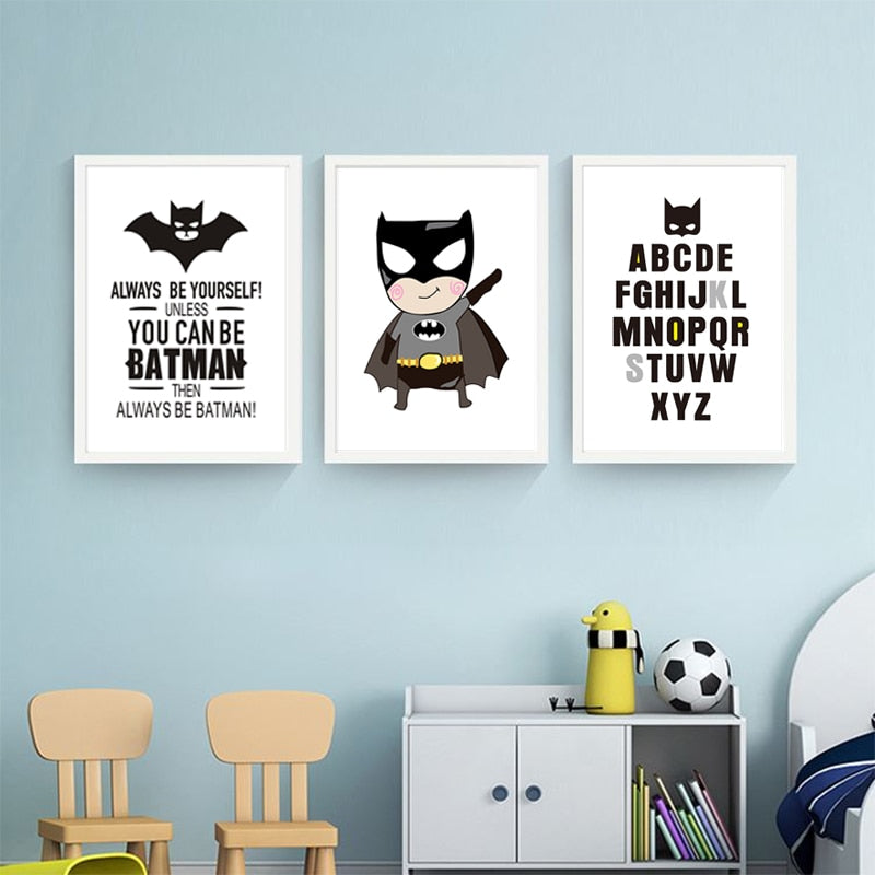 Klassisk Cartoon Batman Barne-Canvas-Veggkunst-Utskrift | Skanto