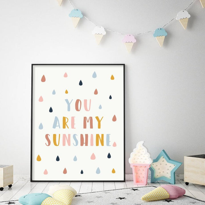 Happy Color You Are My Sunshine Barnerom - Lerret Veggkunst Trykk