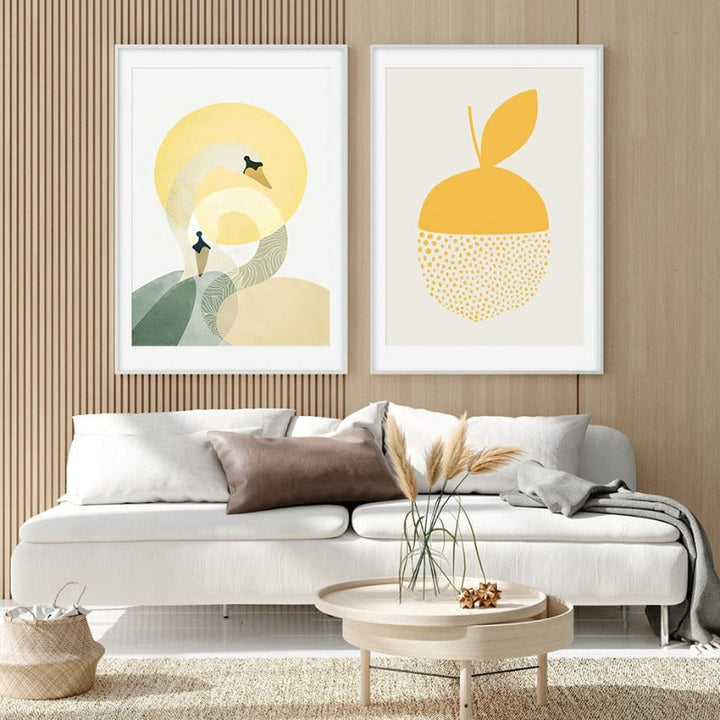 Trendy abstrakte gule grafiske design – lerretsbilde