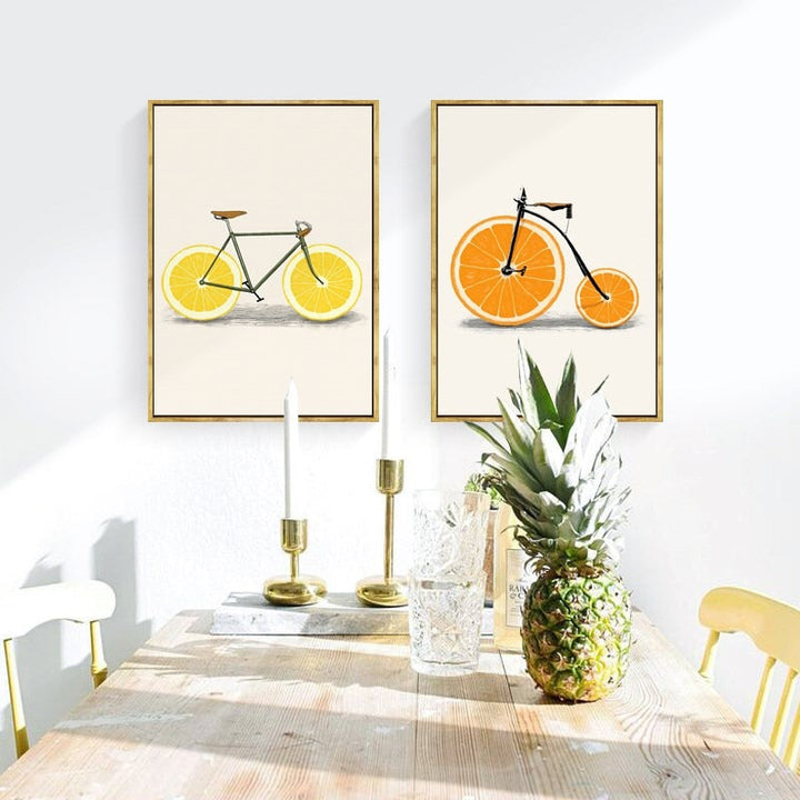 Minimalistisk mote frukt sykkel - lerret veggkunst trykk