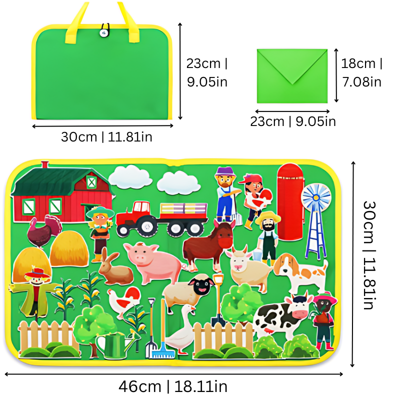 Norvo | Montessori Filt | Rolig lek - Læringsrik Busy Board med Filt Dyr for Barn