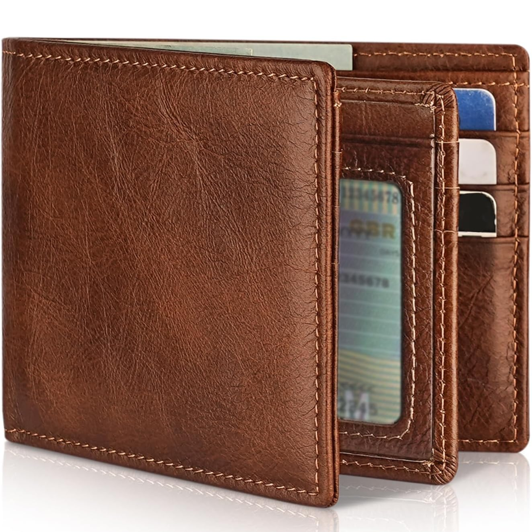 Skanto | Herre Bifold Ekte Lær RFID Blokkerende Lommebok - StitchCraft