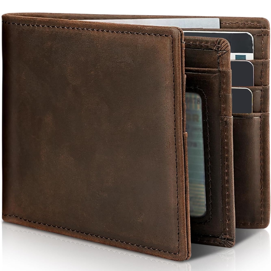 Skanto | Herre Bifold Ekte Lær RFID Blokkerende Lommebok - StitchCraft