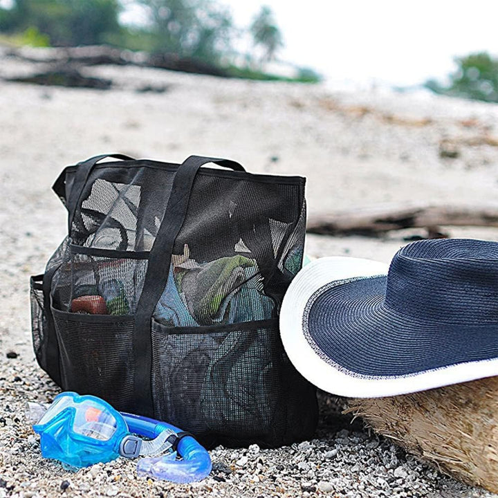 Sammenleggbart Mesh Strandveske med 9 Lommer for Familiedager | Skanto