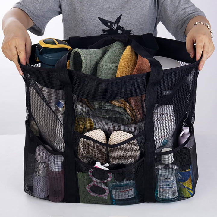 Sammenleggbart Mesh Strandveske med 9 Lommer for Familiedager | Skanto