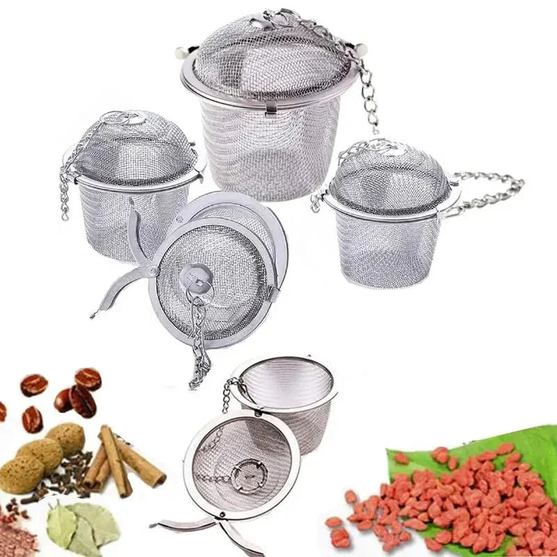 Mesh Infuser med låsekjede Rustfritt stål Te Krydder Sil Ball | Skanto