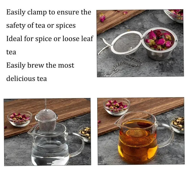 Mesh Infuser med låsekjede Rustfritt stål Te Krydder Sil Ball | Skanto