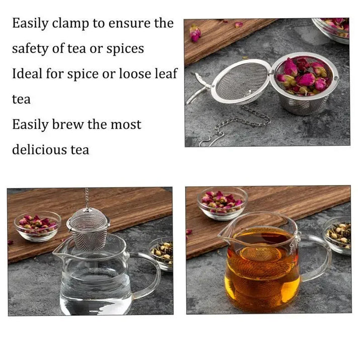 Mesh Infuser med låsekjede Rustfritt stål Te Krydder Sil Ball | Skanto