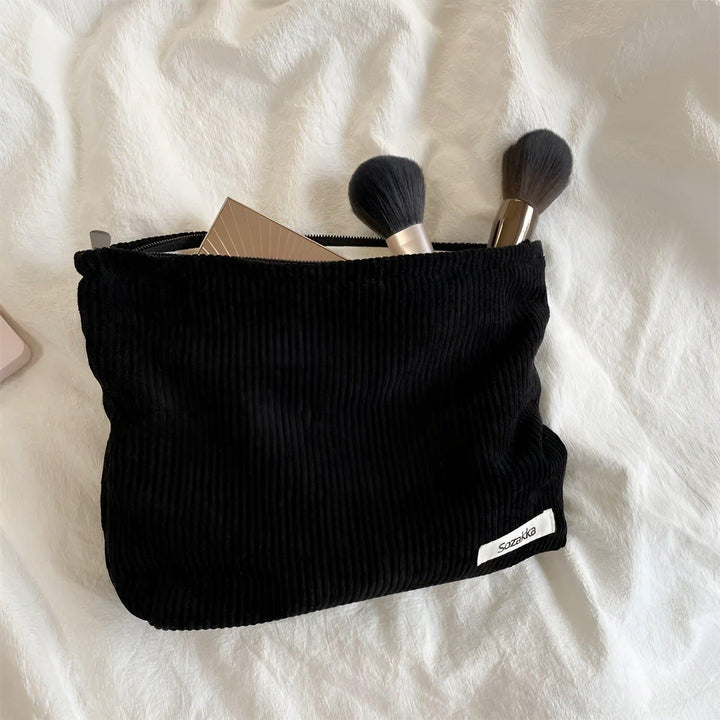 CorduroyGlam Bag - Cord Romslig Organiseringsveske for Kosmetikk | Skanto