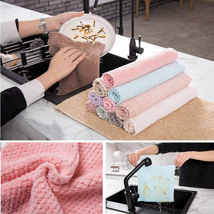 Mikrofiber Rengjøringsklut Vannabsorpsjon Kjøkkenkluter Håndkle | Skanto