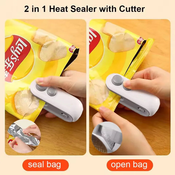 Mini Bag Sealer Oppladbar Varmeforsegler med Kutteren Bærbar Forsegler | Skanto
