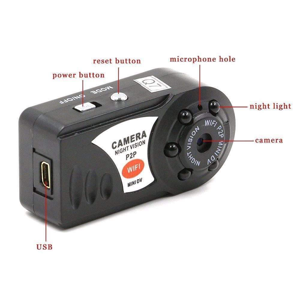 Skanto | Q7 Mini Camcorder - Videoopptaker Infrarød & Nattvisionskamera Bevegelsesdeteksjon