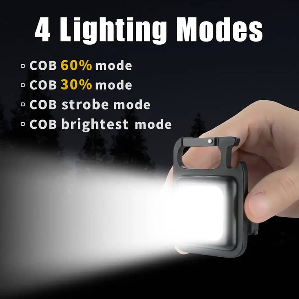 Nøkkelring COB-LED lommelykt - oppladbar - 3 lysmoduser | Skanto