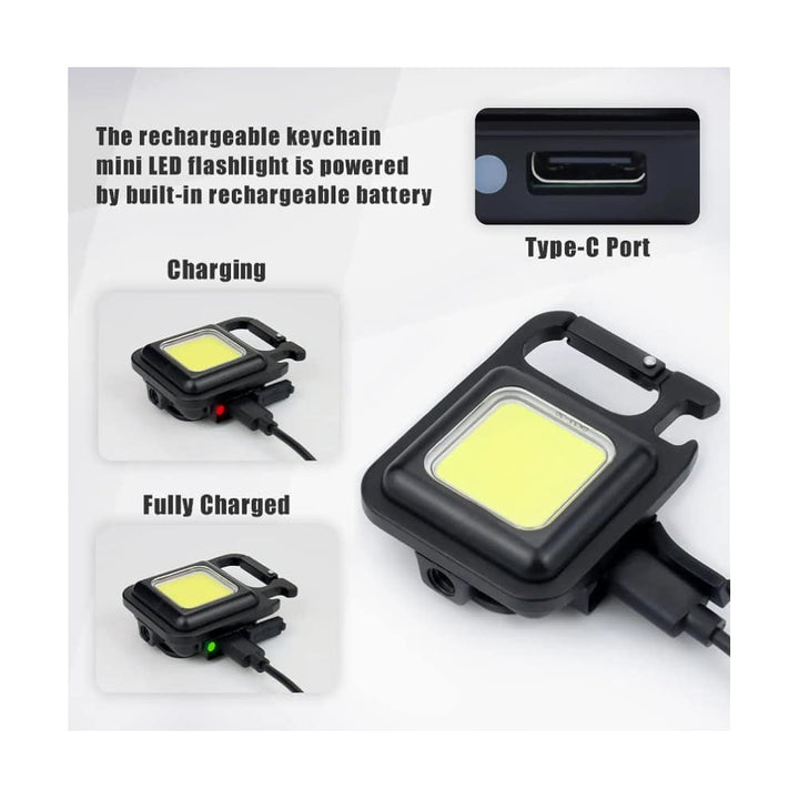 Nøkkelring COB-LED lommelykt - oppladbar - 3 lysmoduser | Skanto