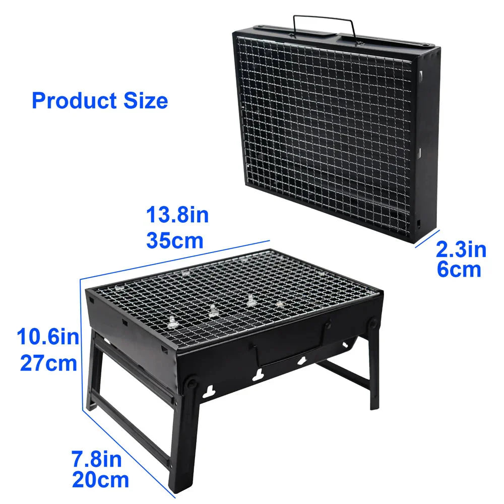 Minigrill i rustfritt stål verktøysett bærbar utendørs campinggrill | Skanto