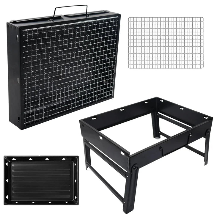 Minigrill i rustfritt stål verktøysett bærbar utendørs campinggrill | Skanto