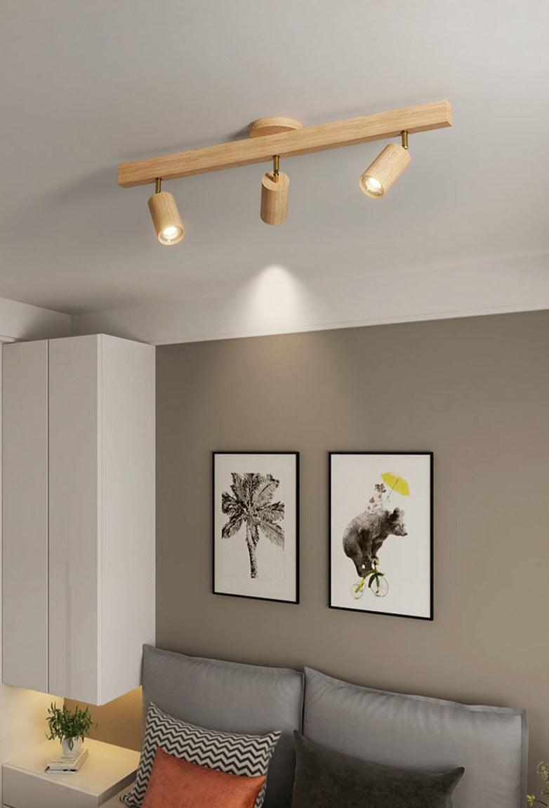 Skanto | Justerbar Tre Taklampe Minimalistisk Massivt Tre