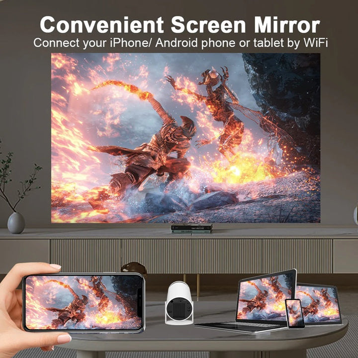 Skanto | Smart 4K Mini Projektor med Dual WiFi og Bluetooth-tilkobling