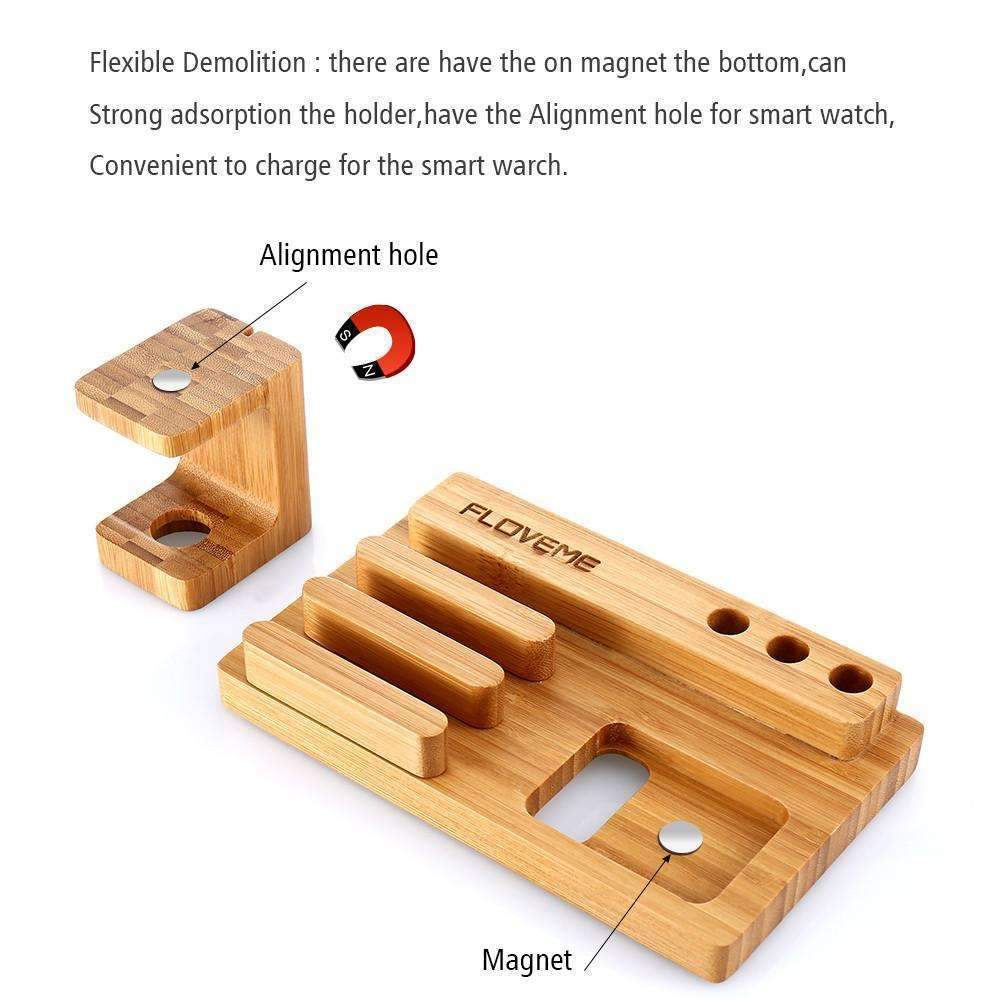 Skanto | Bambus Lader Holder Dock - Et Flott Sted å Oppbevare Gadgets!