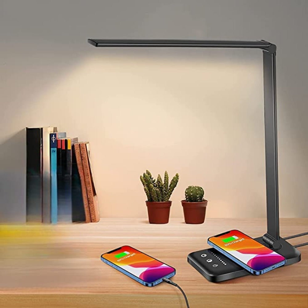 Skanto | Moderne justerbar LED skrivebordslampe med USB-ladeport - BrightEase