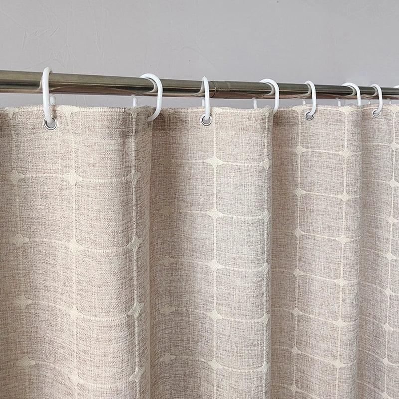 Skanto | Moderne Jacquard Lin Dusjforheng med Frynser (1 stk) │ For Nordisk Bad Dekorasjon