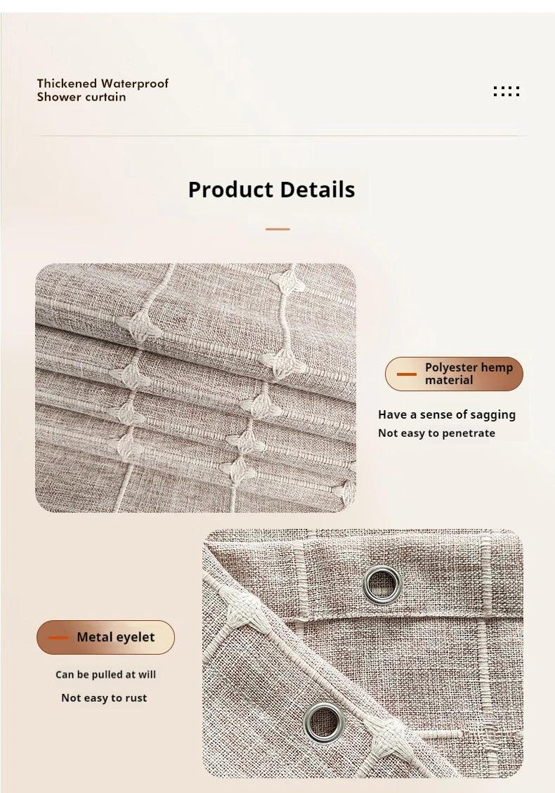 Skanto | Moderne Jacquard Lin Dusjforheng med Frynser (1 stk) │ For Nordisk Bad Dekorasjon
