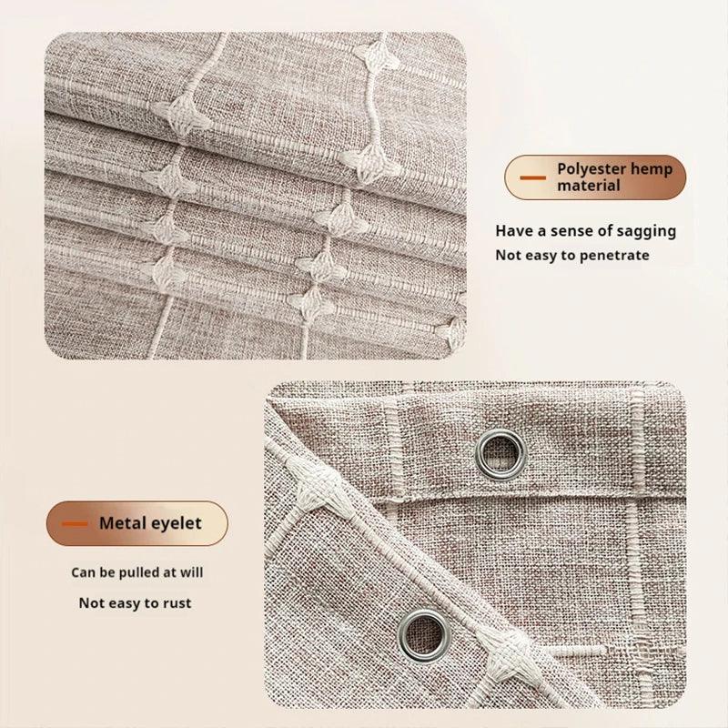 Skanto | Moderne Jacquard Lin Dusjforheng med Frynser (1 stk) │ For Nordisk Bad Dekorasjon