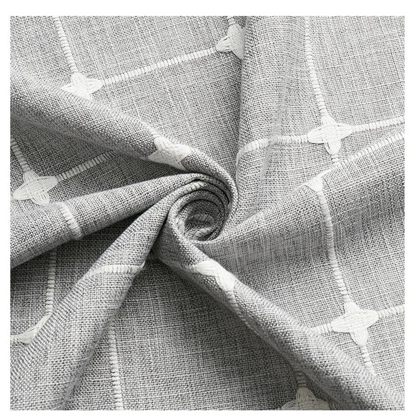 Skanto | Moderne Jacquard Lin Dusjforheng med Frynser (1 stk) │ For Nordisk Bad Dekorasjon