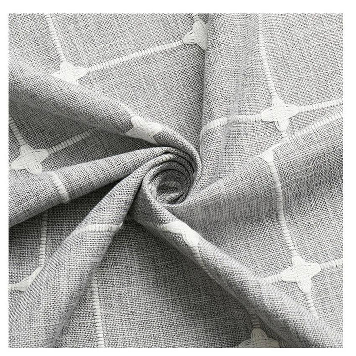 Skanto | Moderne Jacquard Lin Dusjforheng med Frynser (1 stk) │ For Nordisk Bad Dekorasjon