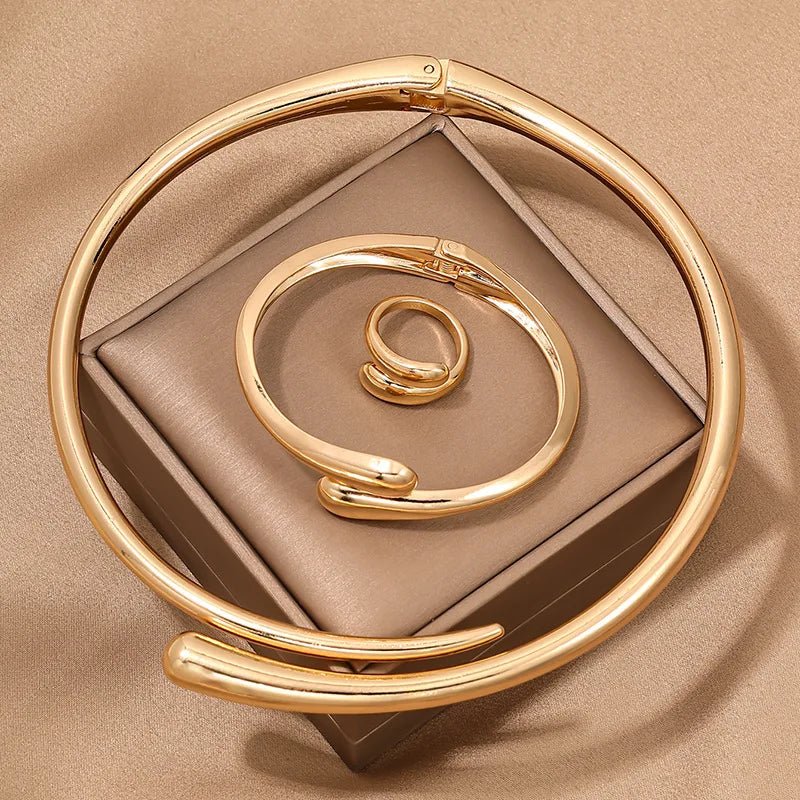 Skanto | Modern Wrap Choker Necklace, Bracelet, Ring Set