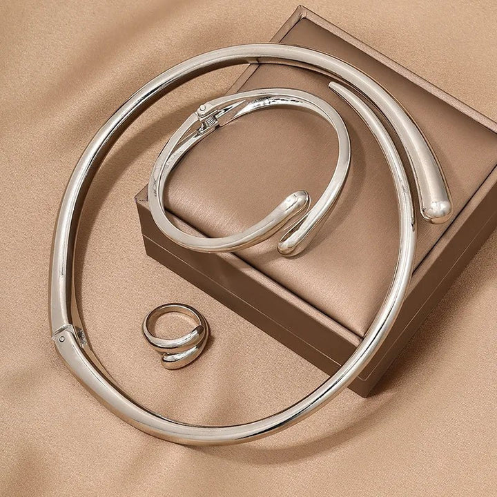 Skanto | Modern Wrap Choker Necklace, Bracelet, Ring Set