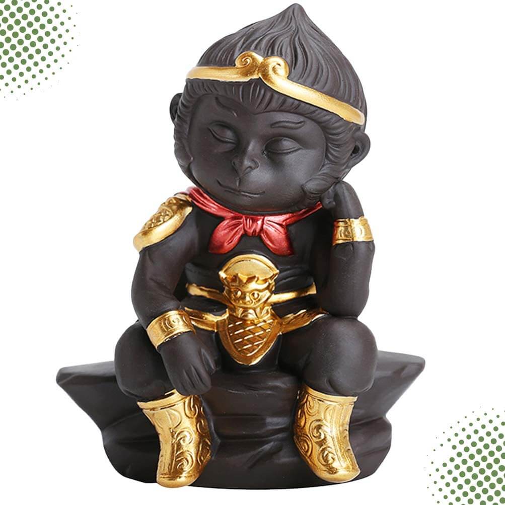 Skanto | Monkey King i Meditasjon Dekorativ Statue med Karakter