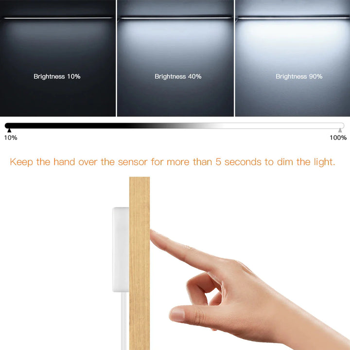 Motion Touch Sensor LED Lys Trådløs Lys Gjennomtrengelig Tre Aluminiumsstang | Skanto