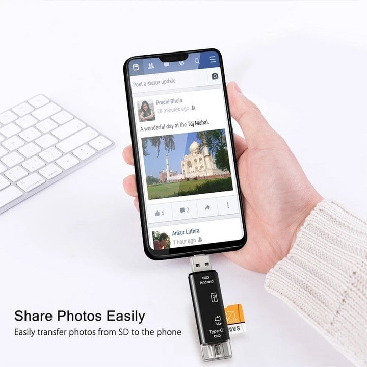5 i 1 Micro SD kortleser med 32 GB SD-kort Skanto