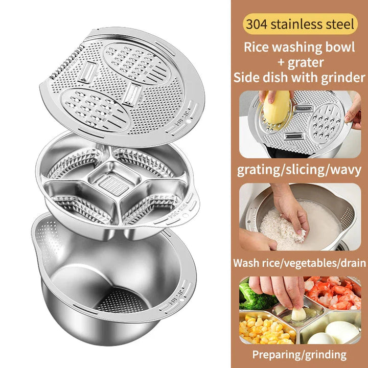 Multifunksjonell rustfritt stål silbowl og dreneringssil | Skanto