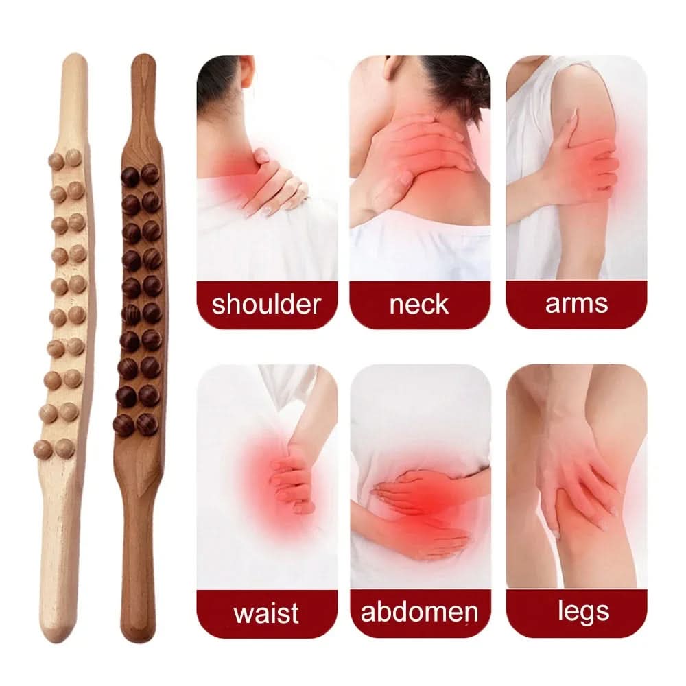 Skanto | WoodEase Pro – Gua Sha massasje pinne laget av tre for muskelavslapping (60 cm)
