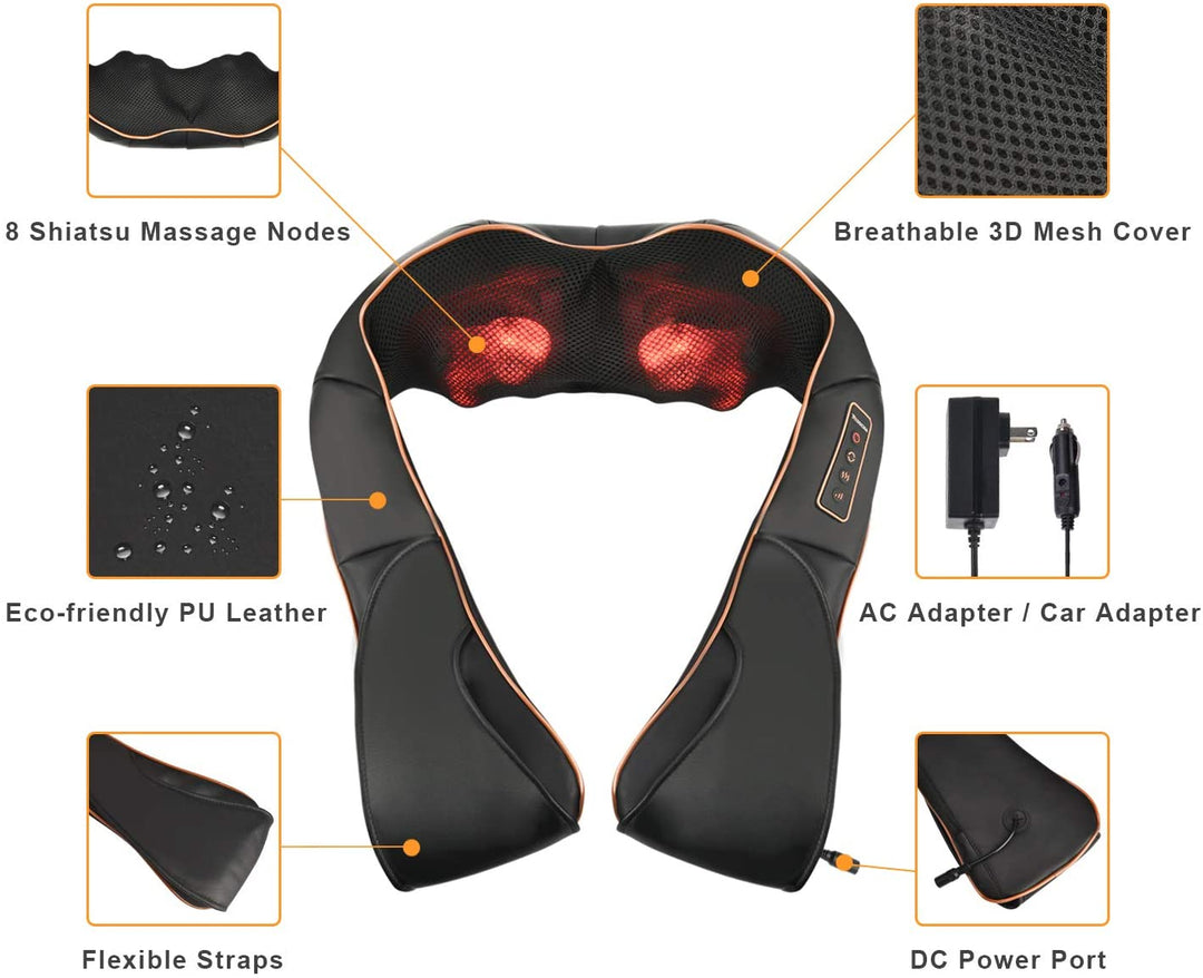 RelaxPro Massasjepute – Shiatsu varmepute for nakke, skuldre og rygg | Skanto