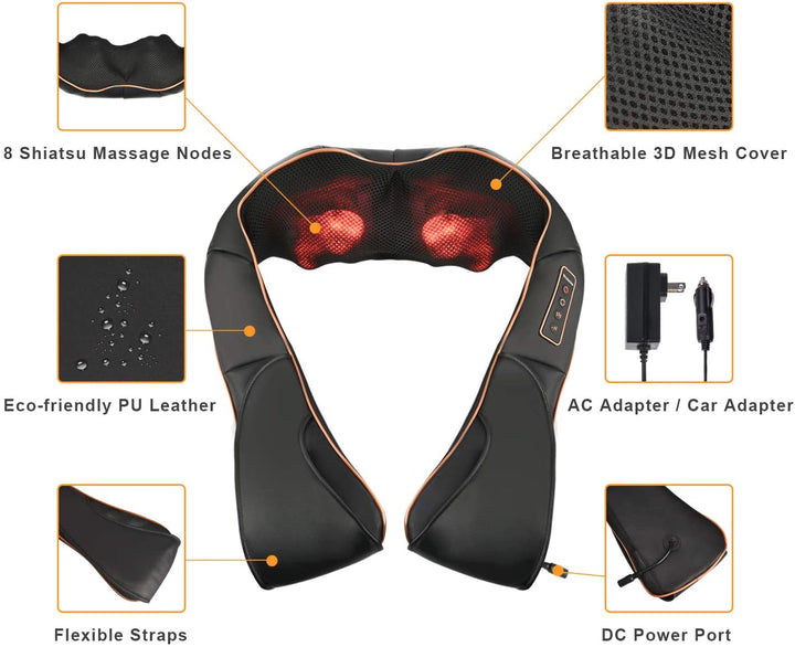 RelaxPro Massasjepute – Shiatsu varmepute for nakke, skuldre og rygg | Skanto