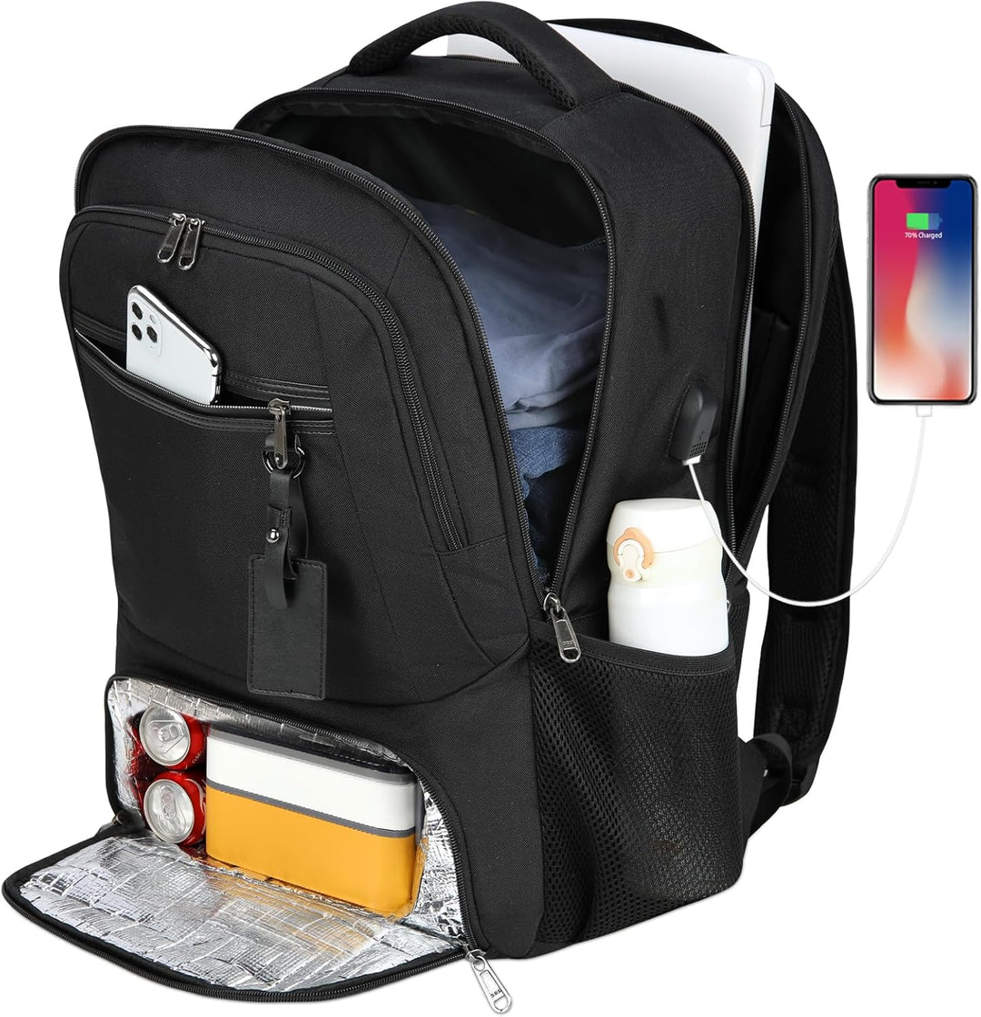 Vanntett Laptop & Lunsj Ryggsekk med USB-port – Multi-kompartments Reisebag | Skanto