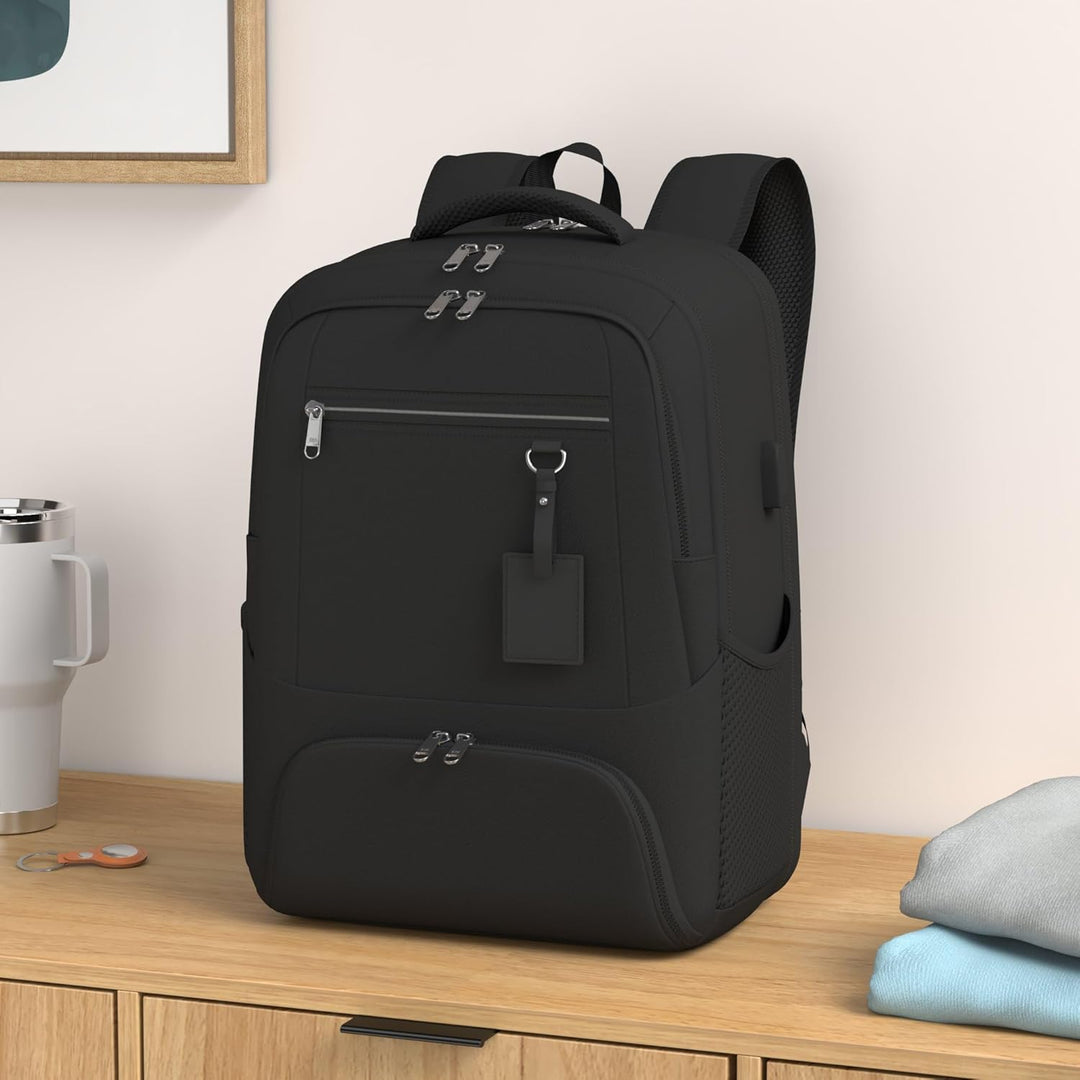 Vanntett Laptop & Lunsj Ryggsekk med USB-port – Multi-kompartments Reisebag | Skanto