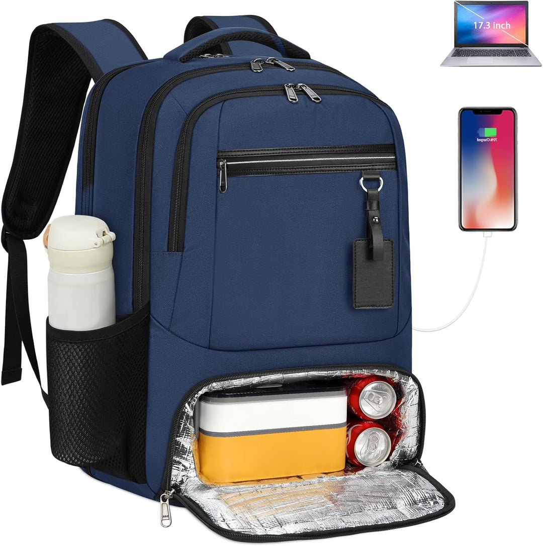 Vanntett Laptop & Lunsj Ryggsekk med USB-port – Multi-kompartments Reisebag | Skanto