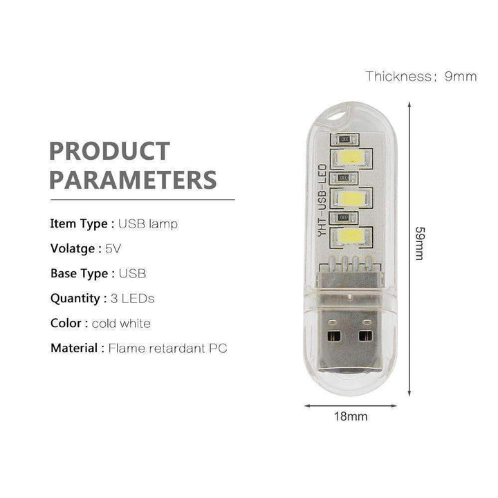 Skanto | Mini USB LED Nattlampe - Kald Hvit Lampe