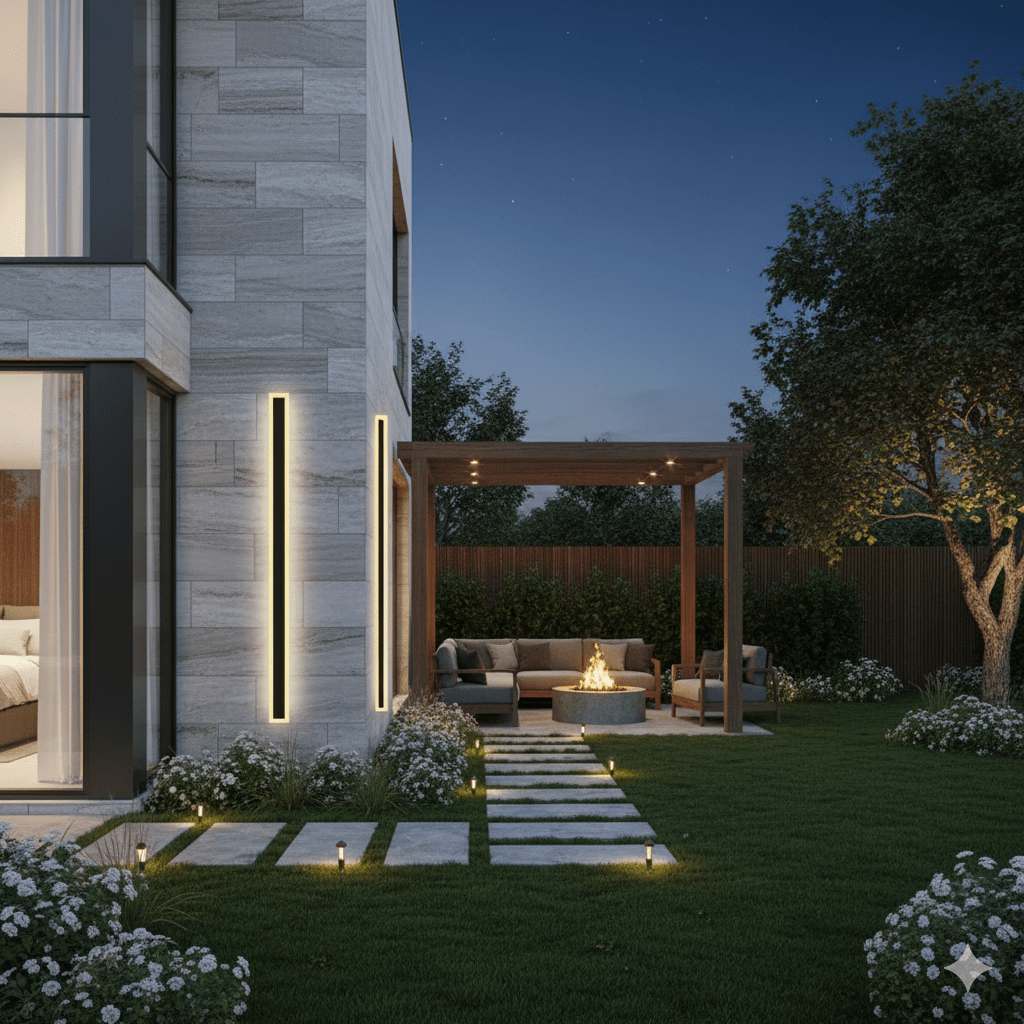 Skanto | NOCTARA – Elegant Moderne Utendørs Vegglampe for Hage & Balkong