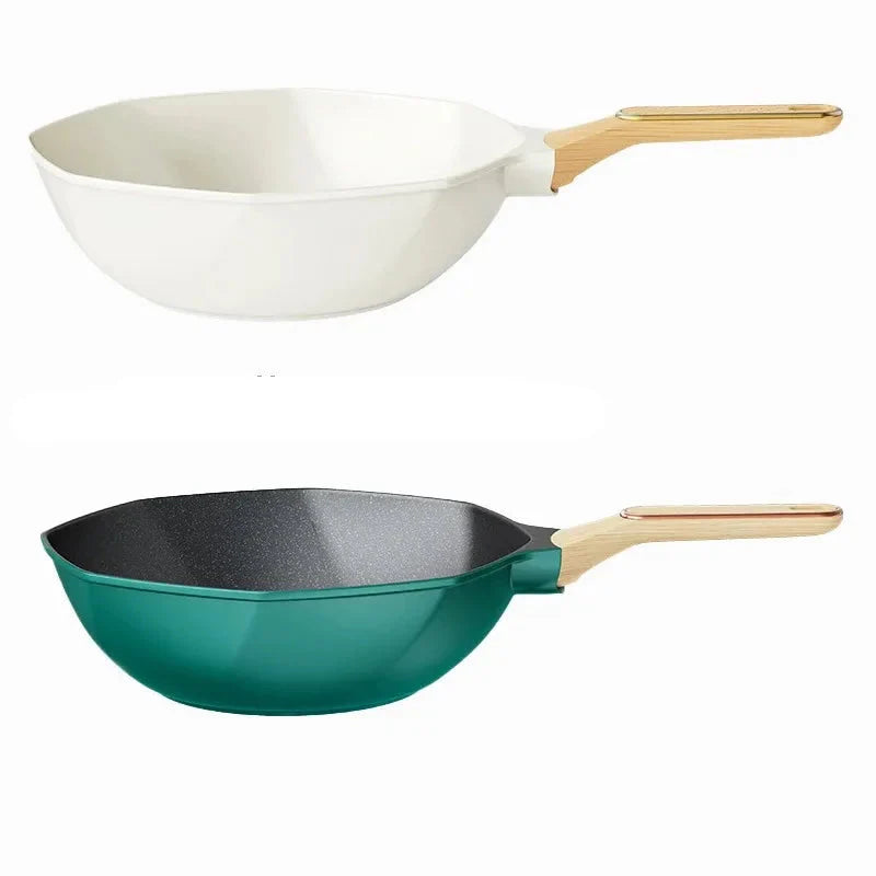 Non Stick Oktagonal Wok Stekepanne med Lokk Kokegryte | Skanto