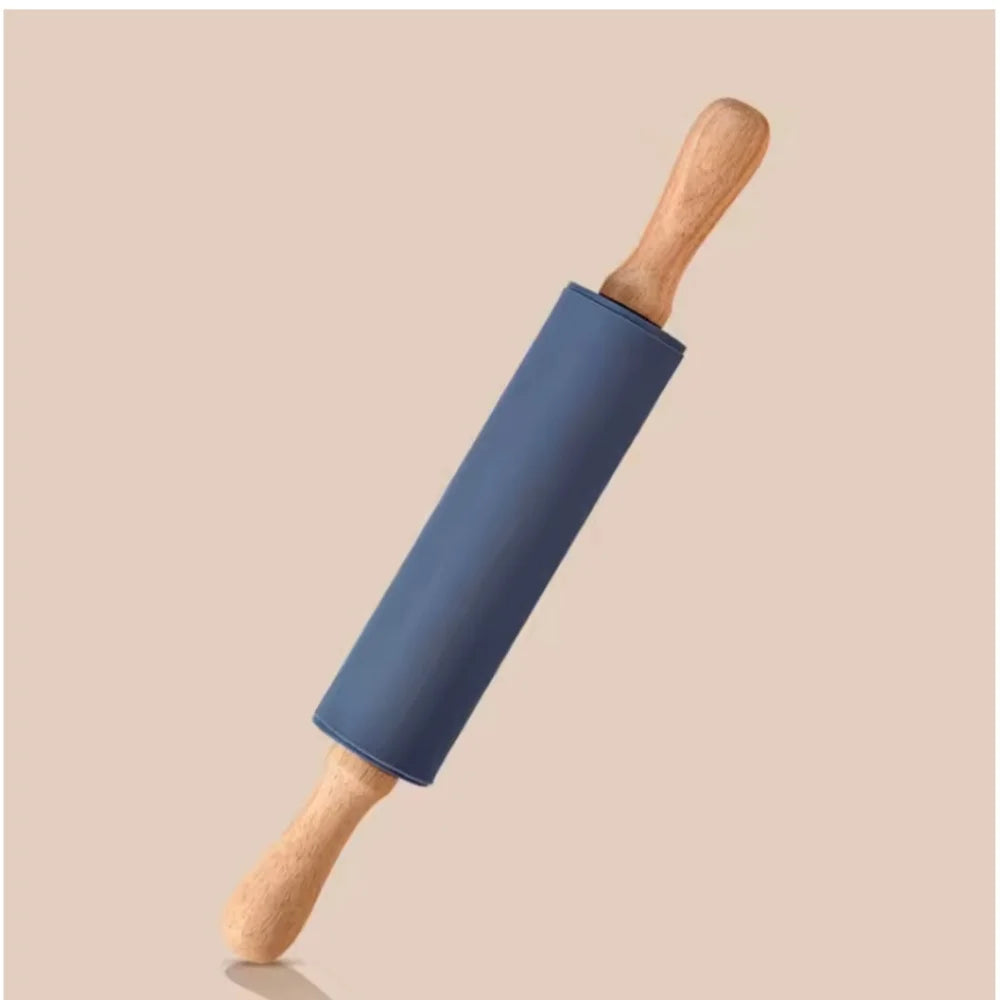Non-Stick Silikon Kjevle med Treskaft Baking Dough Roller | Skanto