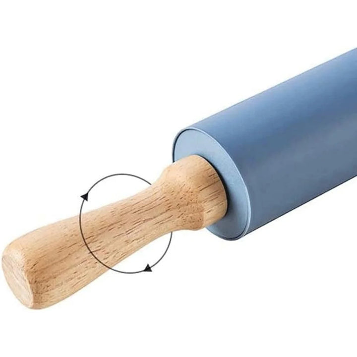 Non-Stick Silikon Kjevle med Treskaft Baking Dough Roller | Skanto