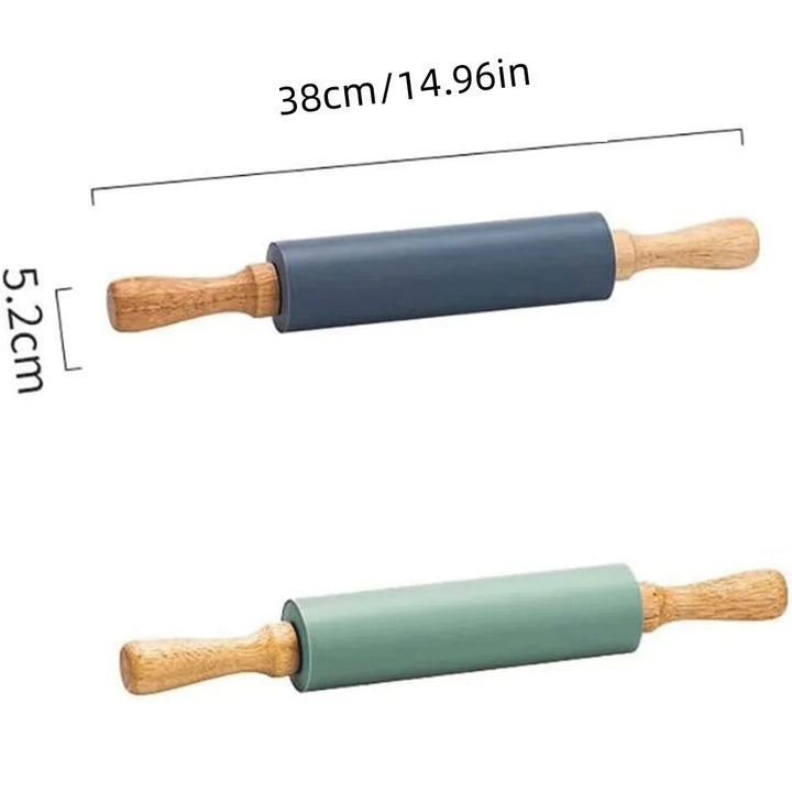 Non-Stick Silikon Kjevle med Treskaft Baking Dough Roller | Skanto