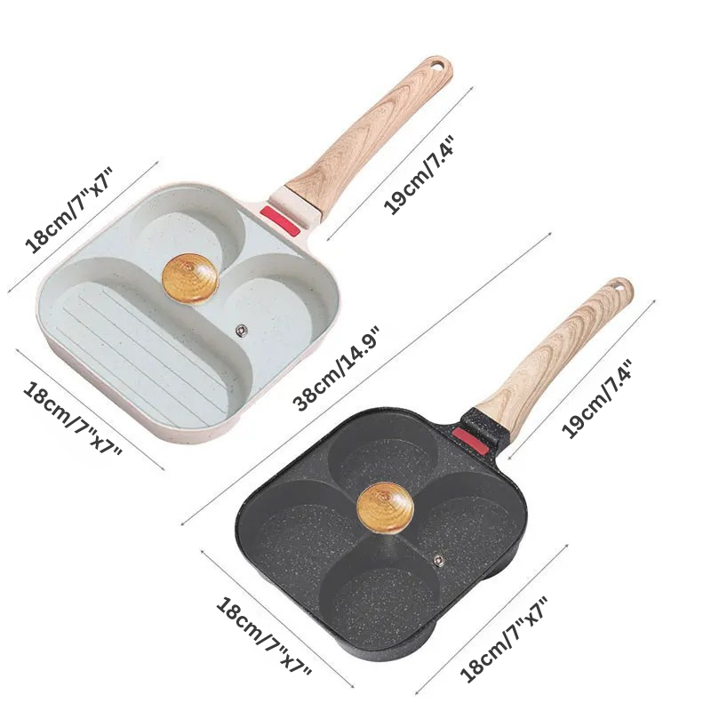 Non-stick egg stekepanne med lokk kjøkken frokost grill panne | Skanto